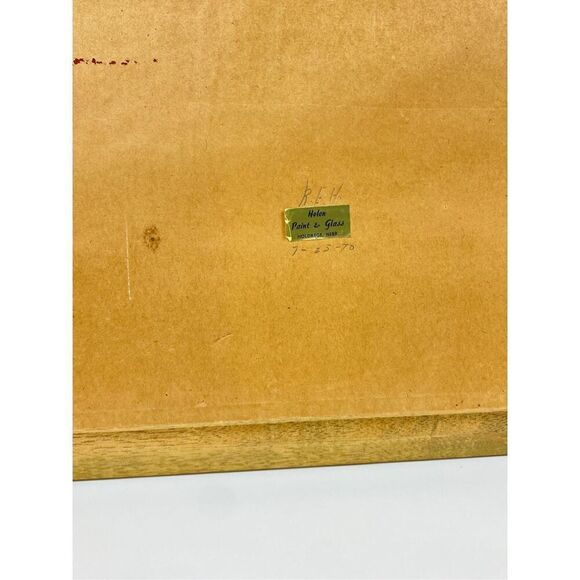 Vtg 1970 Needlepoint Cross Stitch Framed Country Farm Decor Cabin 23x33 in Large - Picture 8 of 10